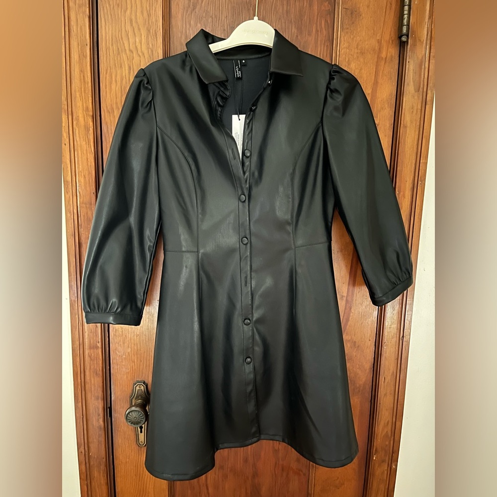 Nobody’s Child Faux Leather Shirtdress, US size 4